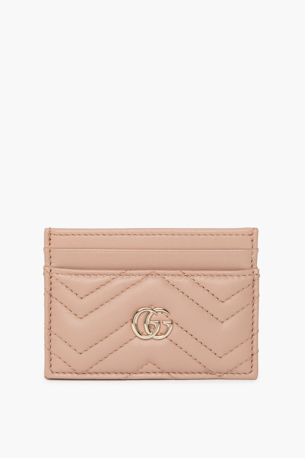 Gucci Pink Beige GG Marmont Card Case
