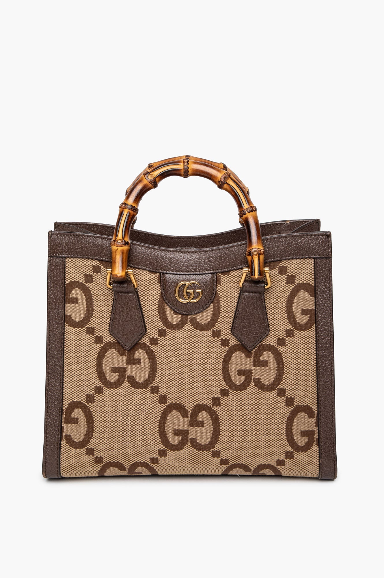 Gucci Small Brown/Beige Jumbo GG Canvas Diana Tote Bag