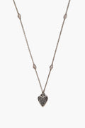 Gucci Sterling Silver Filigree Engraved Heart Pendant Necklace
