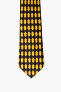 Gucci Vintage Yellow/Navy Horsebit Print Silk Tie