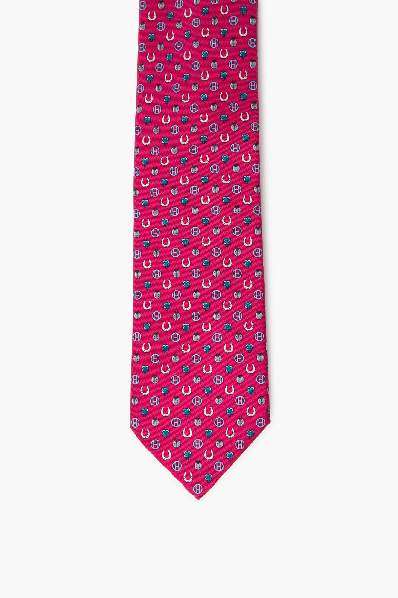 Hermès 8 cm Cravate Silk Twill Lucky Charm Motif Job Interview Tie
