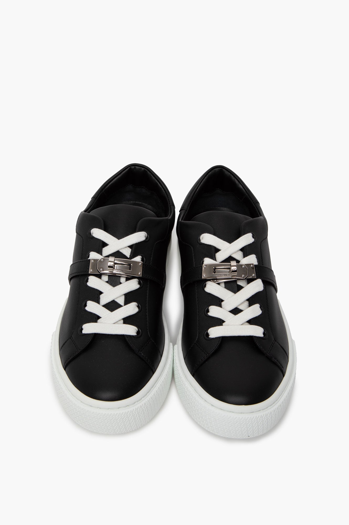 Hermès Black Calfskin Kelly Buckle Day Sneaker Size 37