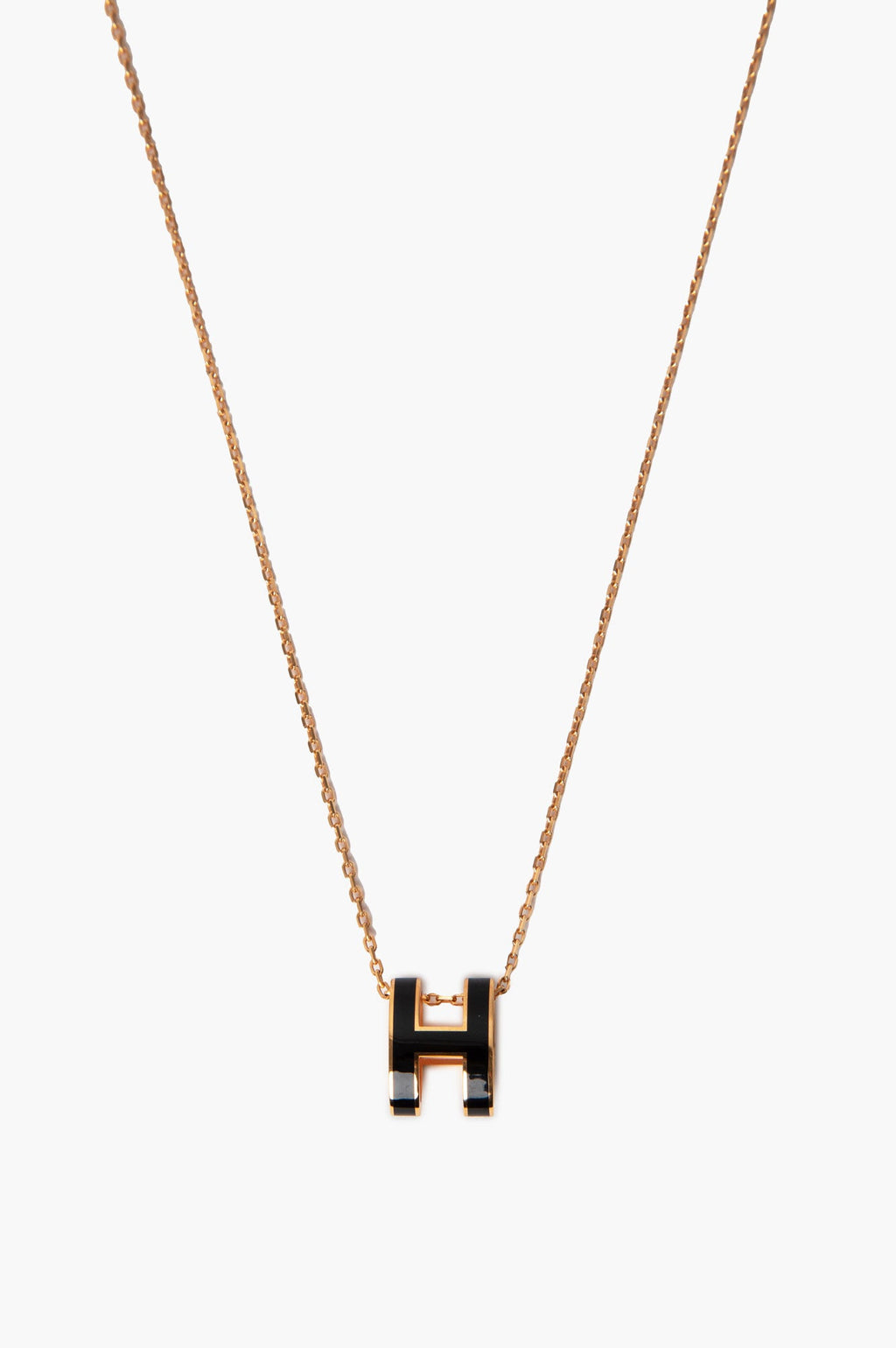 Hermès Black/Rose Gold Plated Pop H Necklace