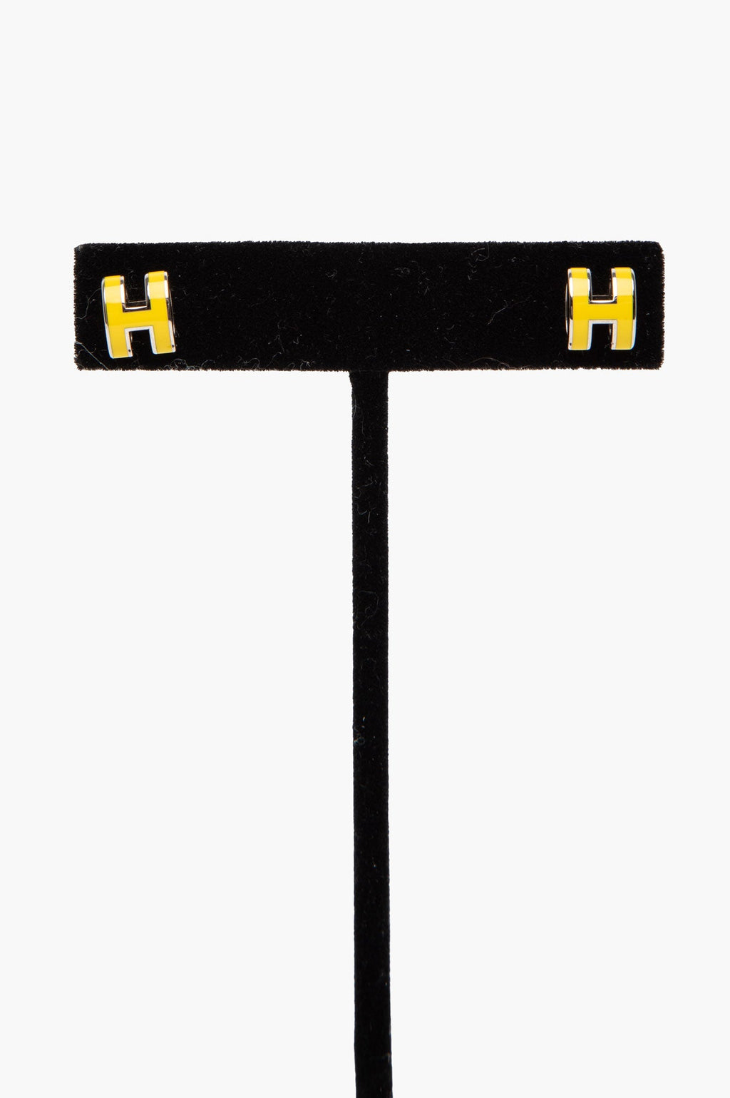 Hermès Palladium Plated Yellow Mini Pop H Earrings