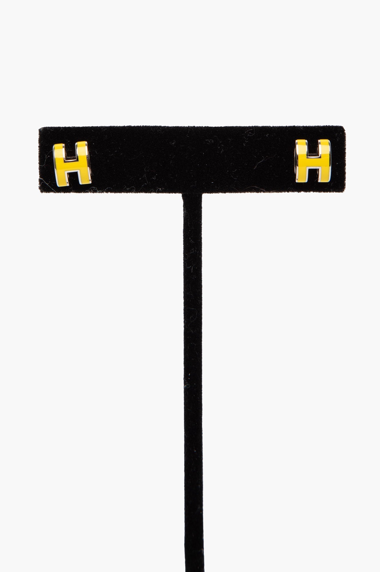 Hermès Palladium Plated Yellow Mini Pop H Earrings