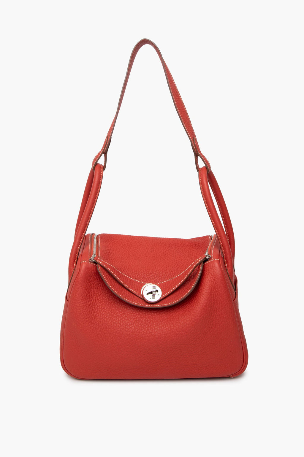 Hermès Sanguine Clemence Leather Lindy 26