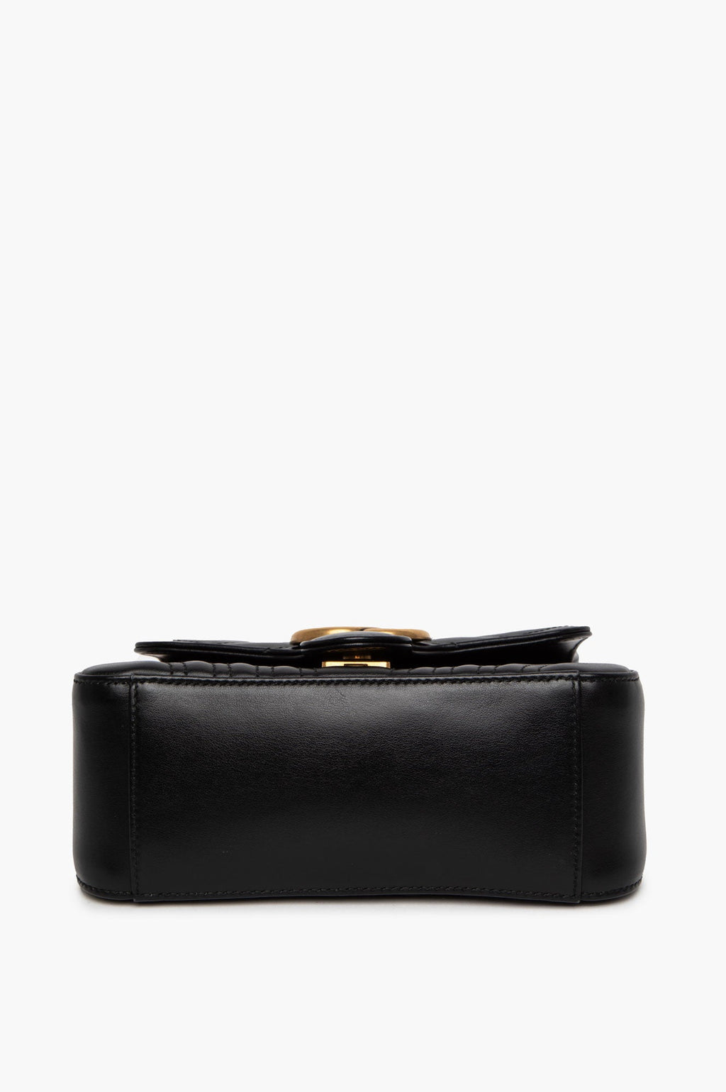 Gucci Black Leather GG Marmont Top Handle Bag