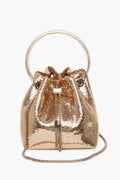Jimmy Choo Gold Sequin Micro Bon Bon Bucket Bag