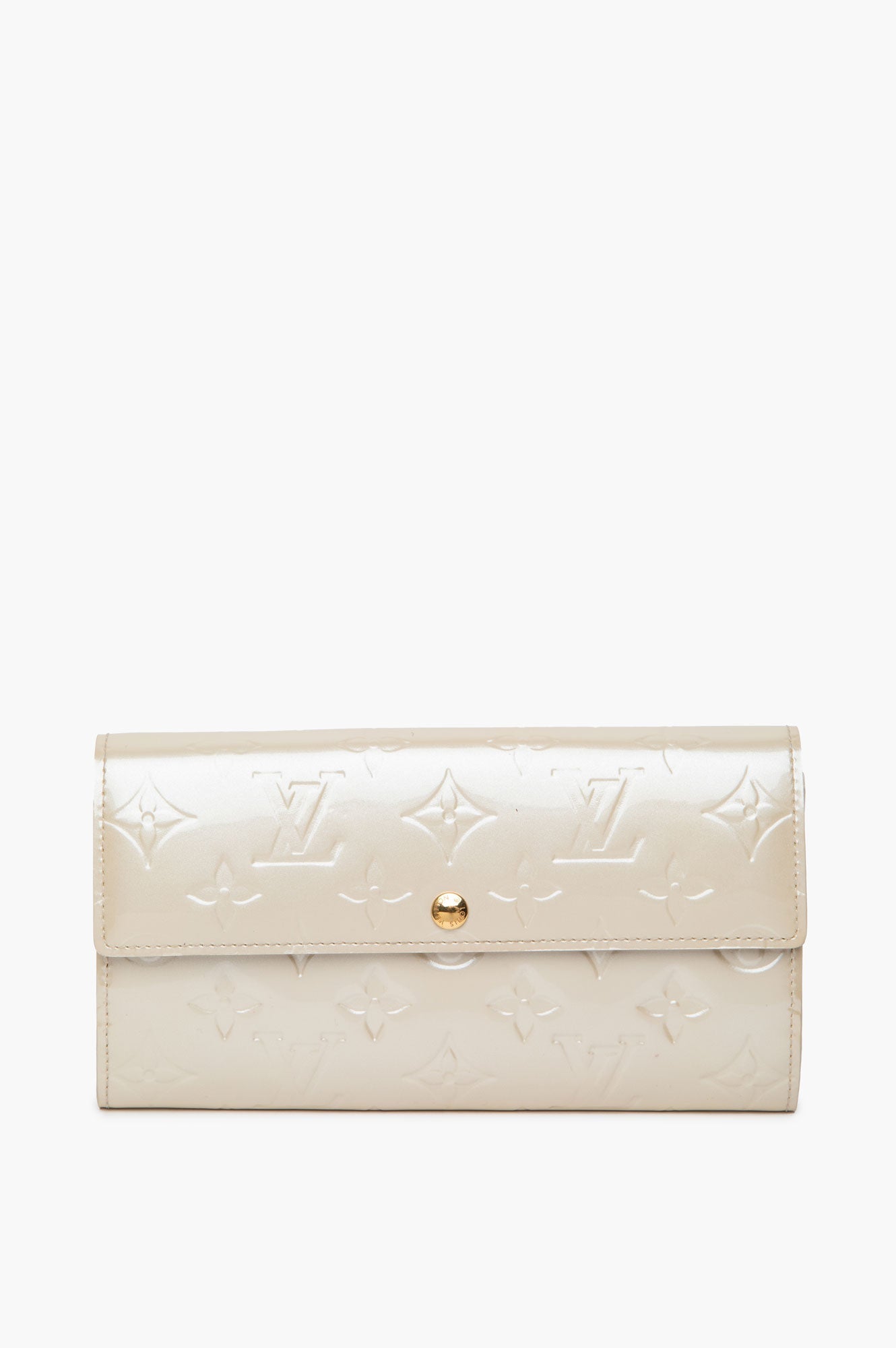 Louis Vuitton Blanc Corail Pearl Vernis Monogram Sarah Wallet
