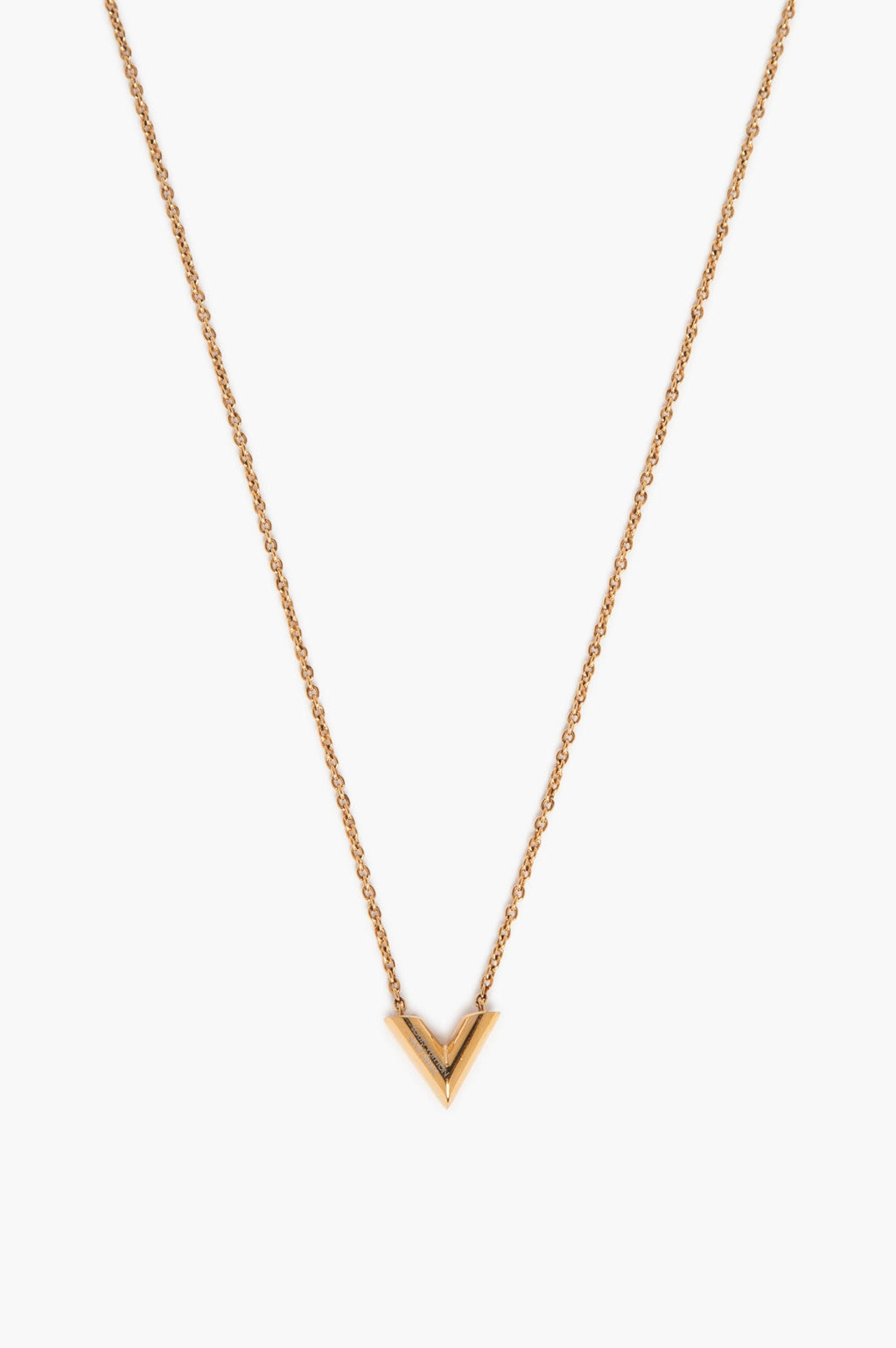 Louis Vuitton Gold Finish Essential V Necklace