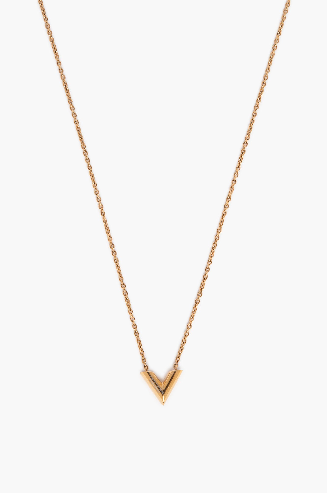 Louis Vuitton Gold Finish Essential V Necklace