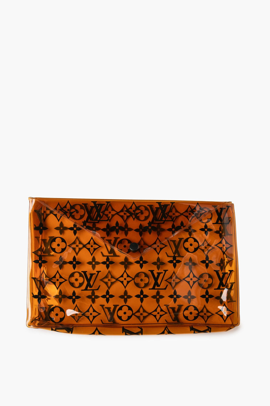 Louis Vuitton Orange Monogram Transparent PVC Envelope Clutch Pouch