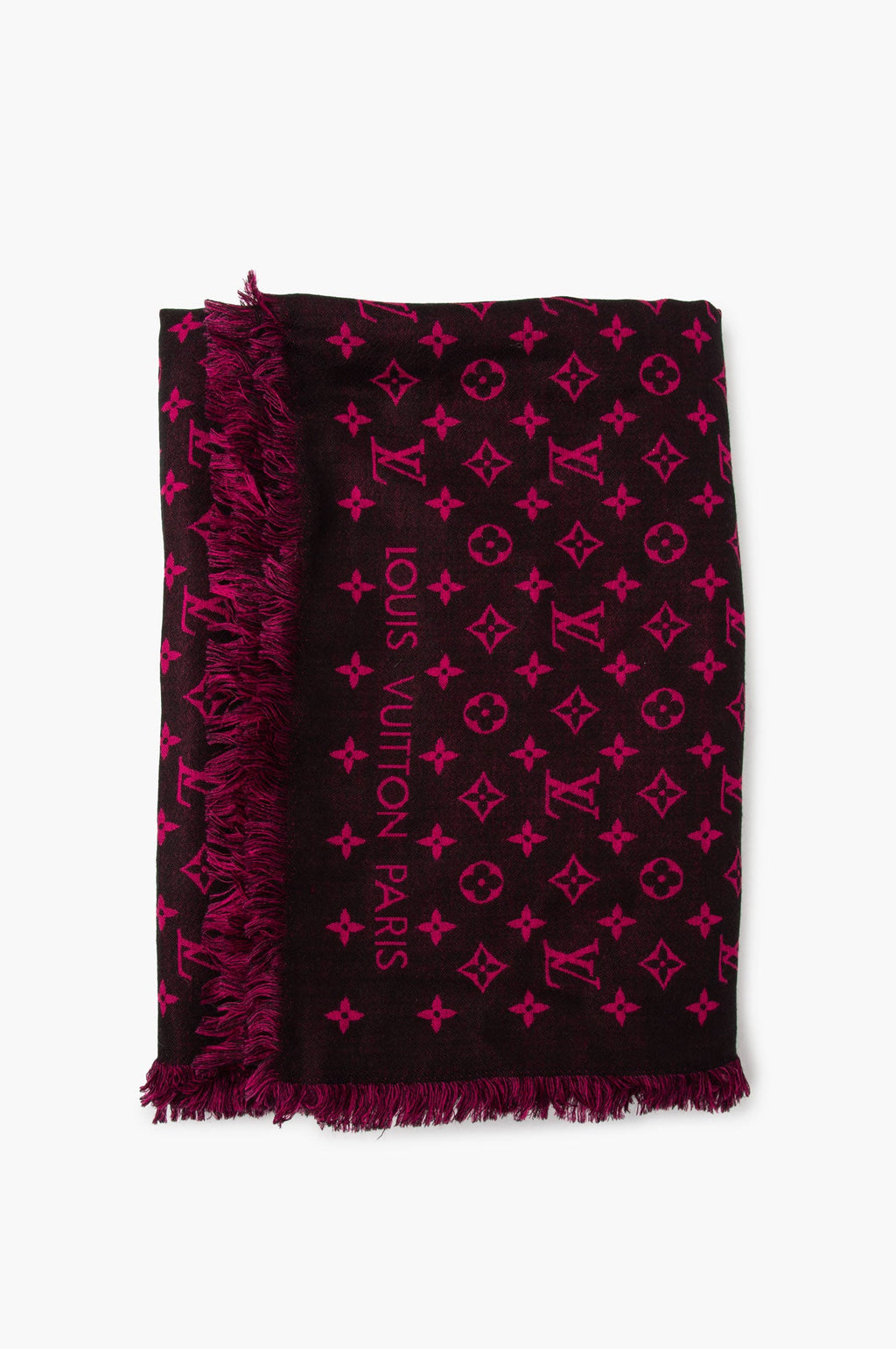 Louis Vuitton Pink & Black Monogram Silk Wool Blend Shawl