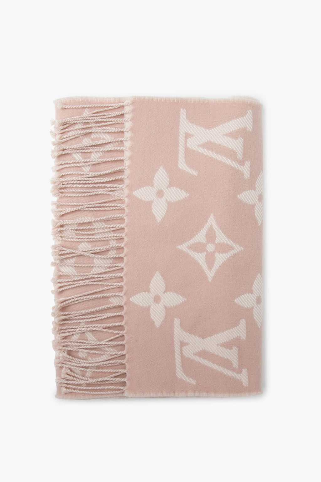 Louis Vuitton Pink/Cream Monogram Wool Simply LV Scarf