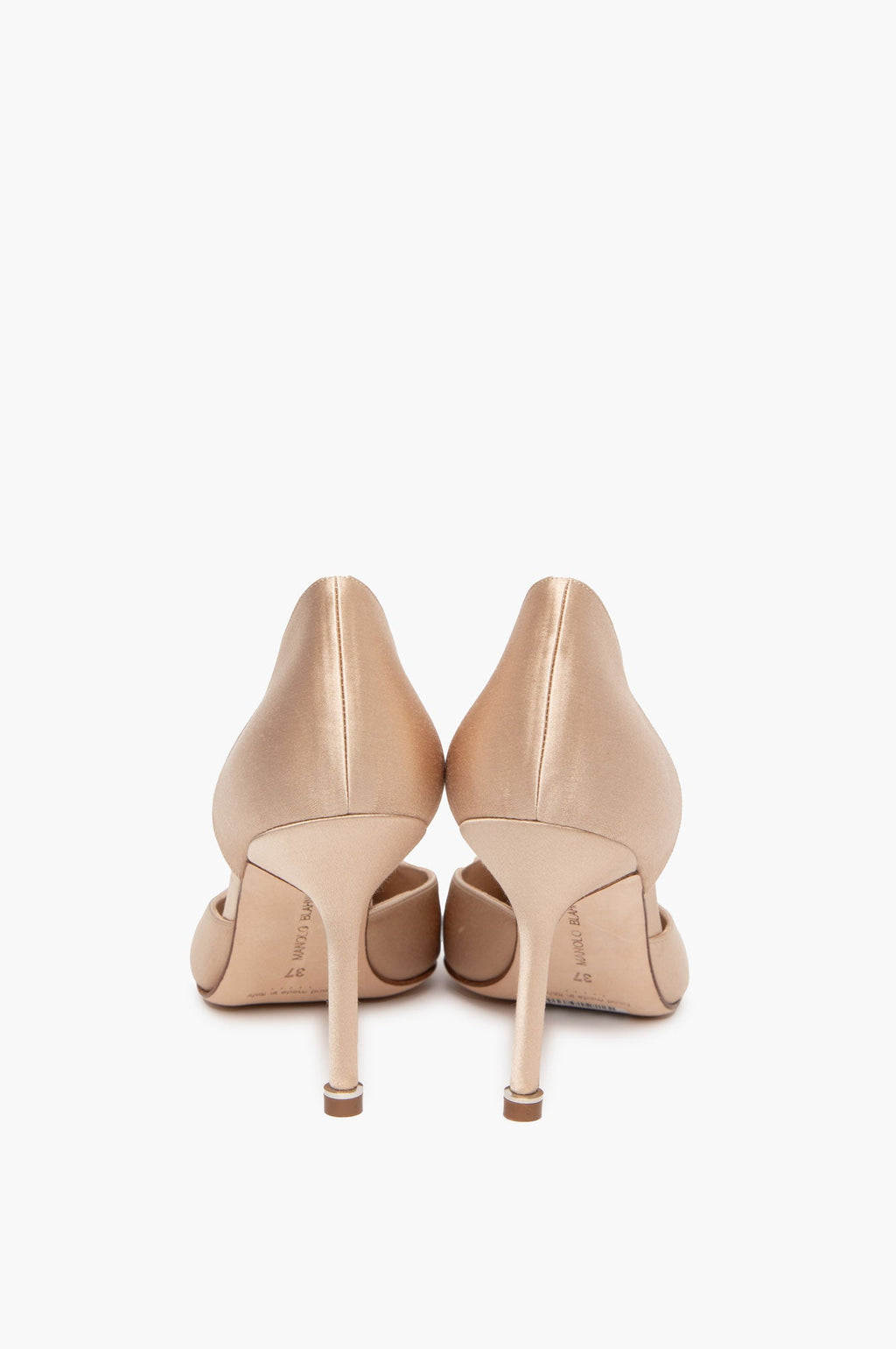 Manolo Blahnik Beige Satin Hangisi  D' Orsay Pumps Size 37