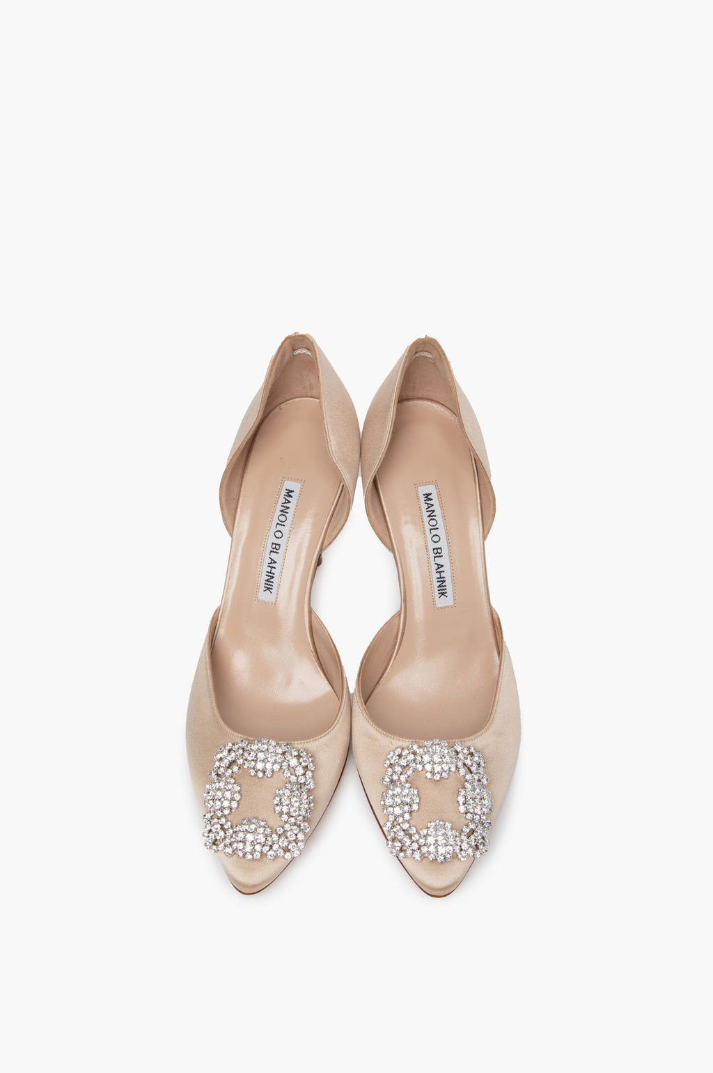Manolo Blahnik Beige Satin Hangisi  D' Orsay Pumps Size 37