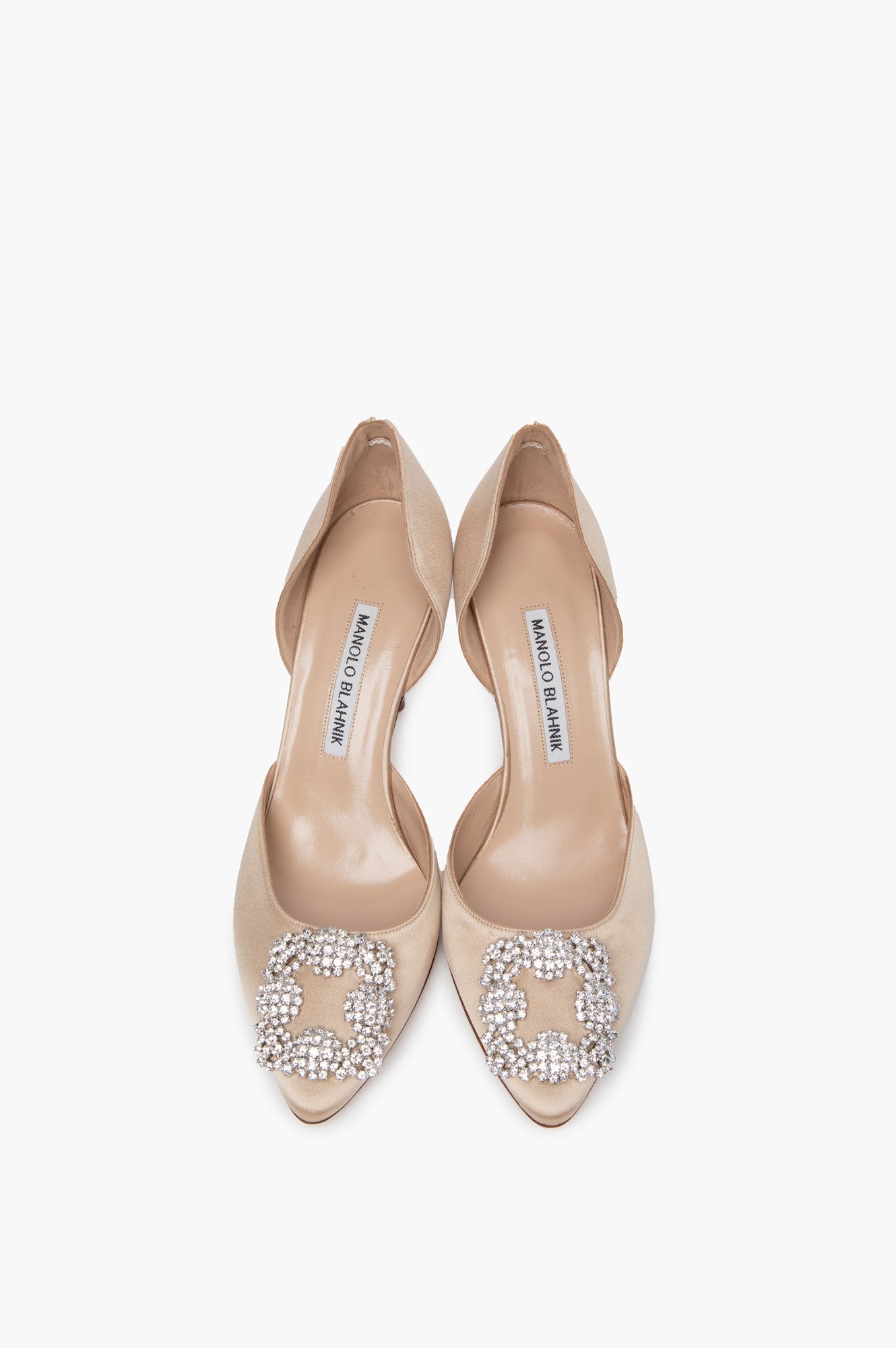 Manolo Blahnik Beige Satin Hangisi  D' Orsay Pumps Size 37