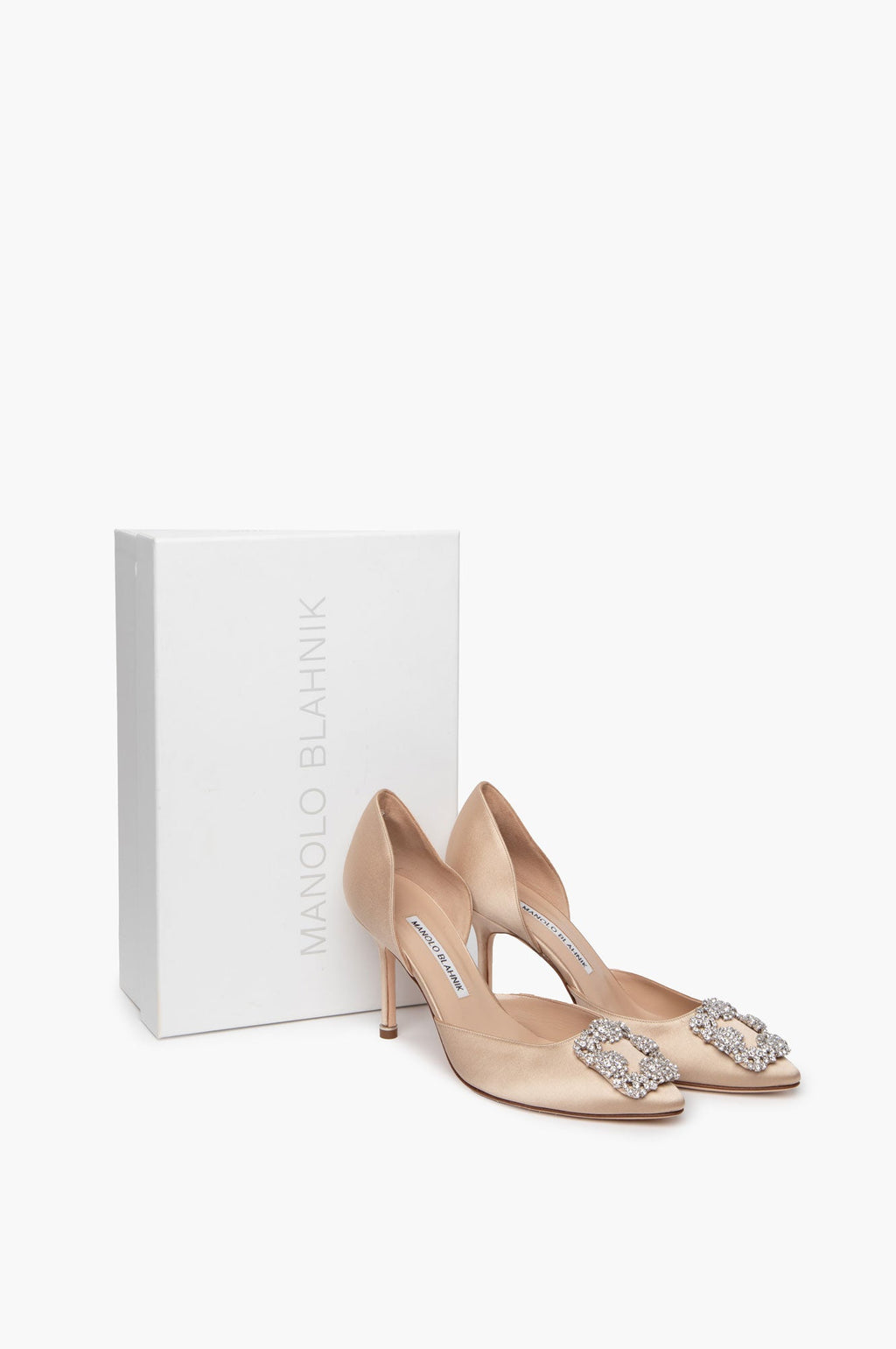 Manolo Blahnik Beige Satin Hangisi  D' Orsay Pumps Size 37
