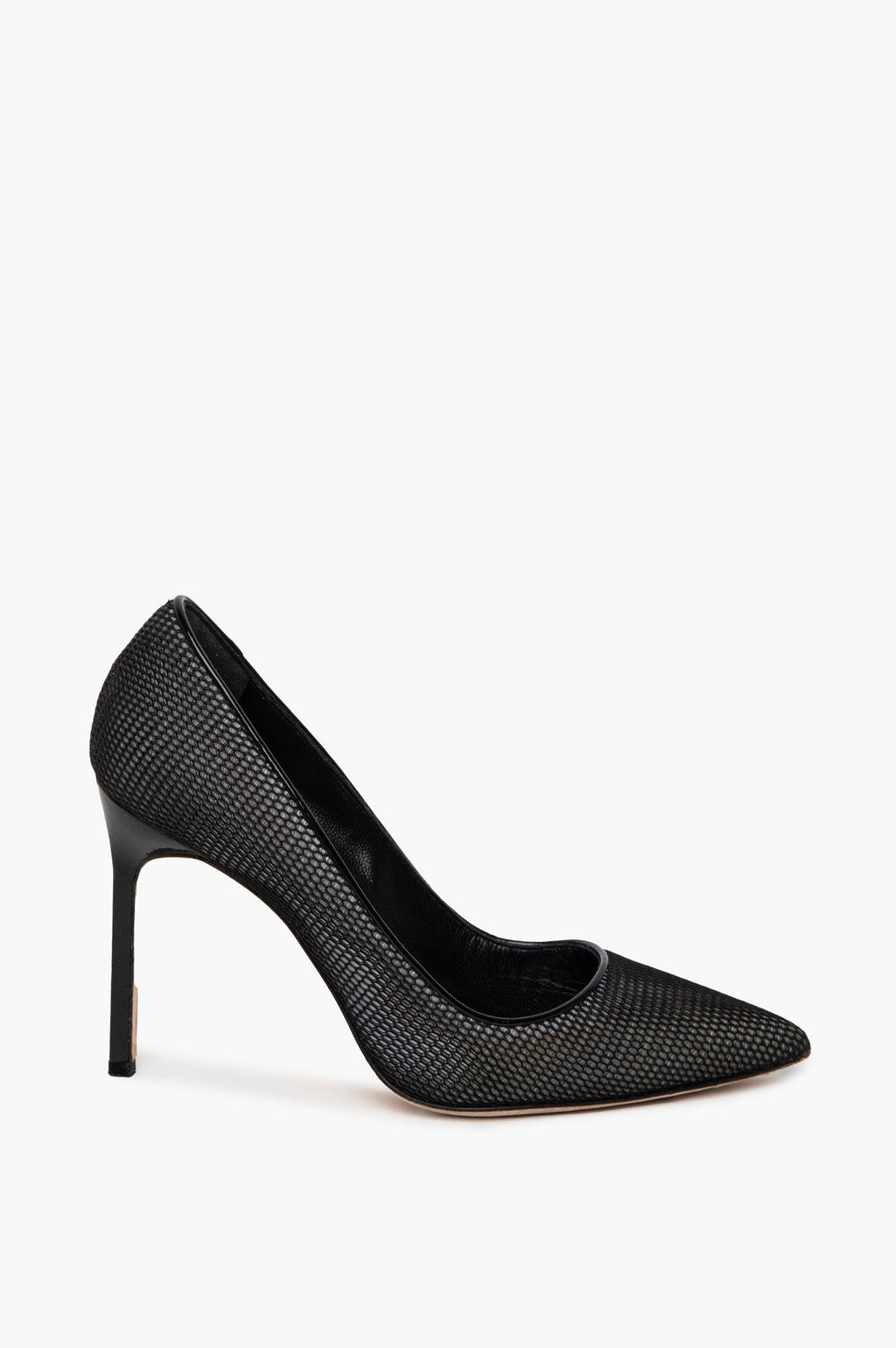 Manolo Blahnik Black Mesh Overlay BB 105 Pointy Toe Pump Size 38.5