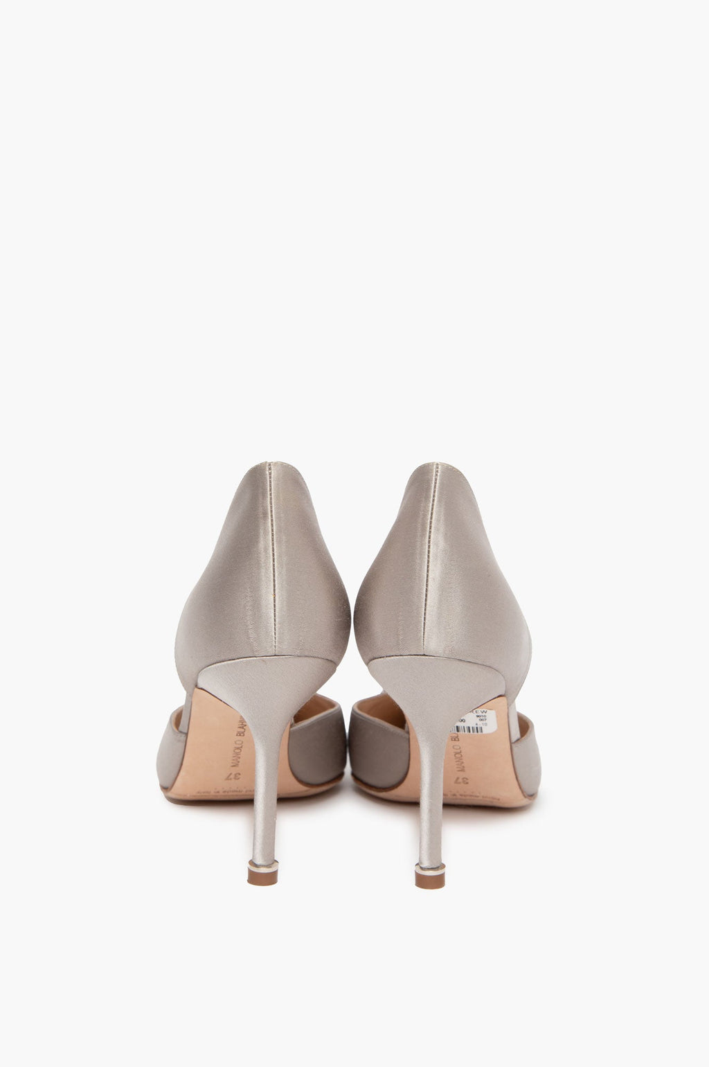 Manolo Blahnik Grey Satin Hangisi D' Orsay Pumps Size 37