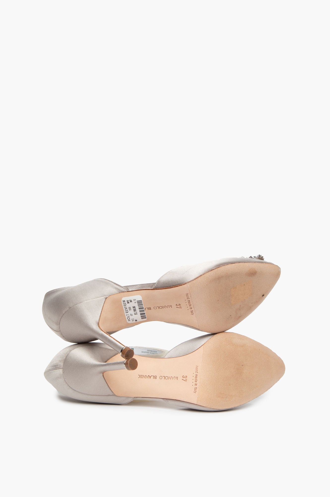Manolo Blahnik Grey Satin Hangisi D' Orsay Pumps Size 37