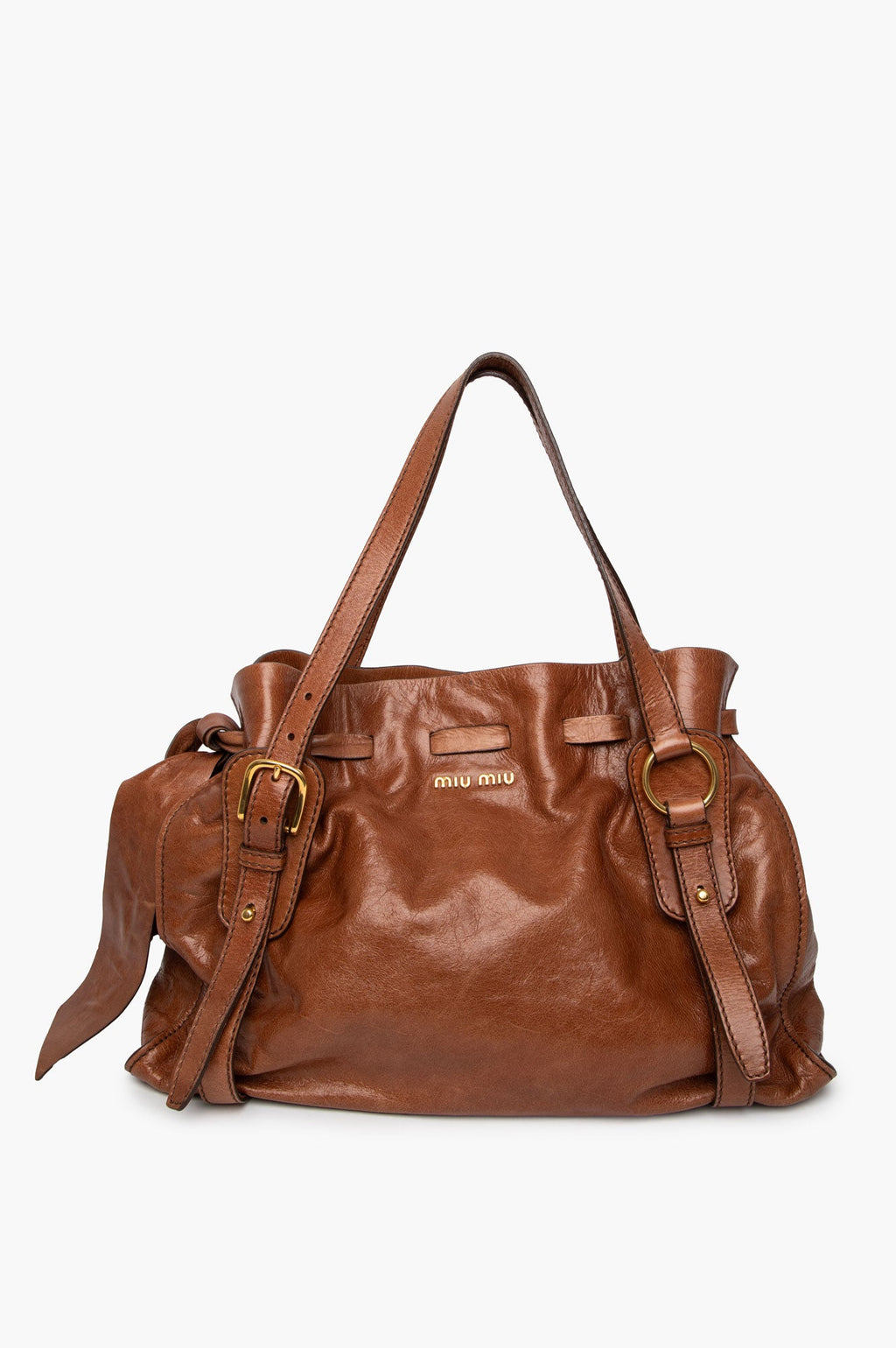 Miu Miu Brown Vitello Leather Shoulder Bag