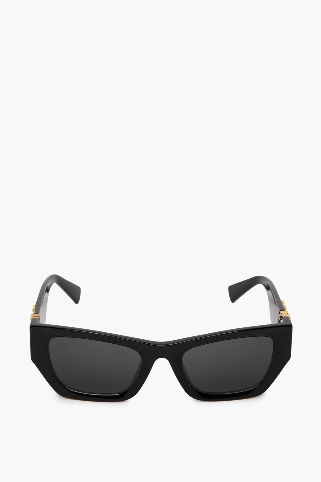 Miu Miu SMU 09WS Black Rectangle Gold Logo Sunglasses