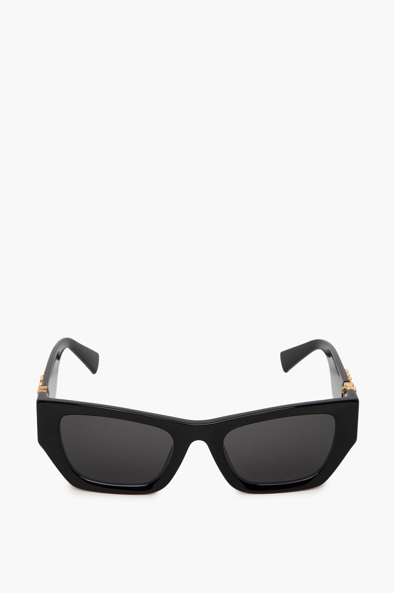 Miu Miu SMU 09WS Black Rectangle Gold Logo Sunglasses