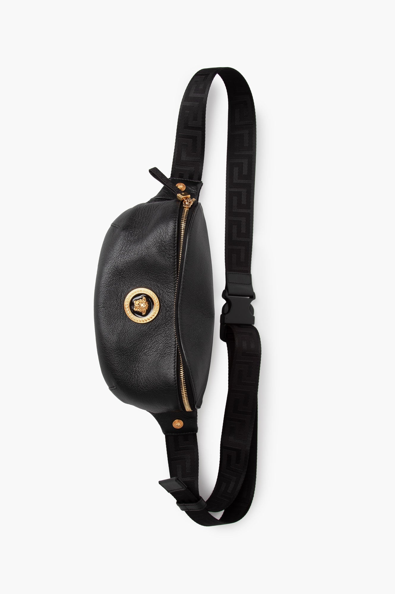 Versace Black Leather Medusa Bum Bag