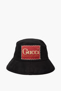 Gucci Black Cotton Logo Bucket Hat Size Medium