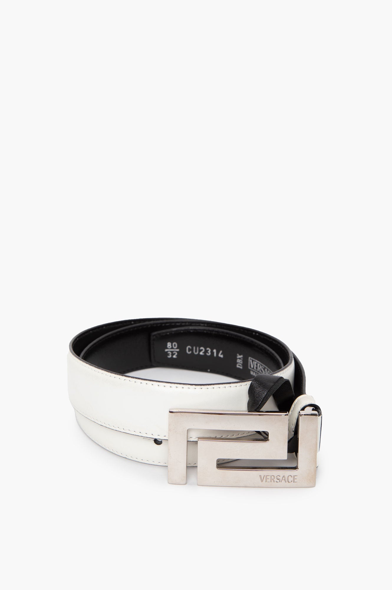 Versace White Leather Belt Size 80