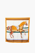 Hermes Orange Cheval A La Couverture Silk Scarf Size 45*45