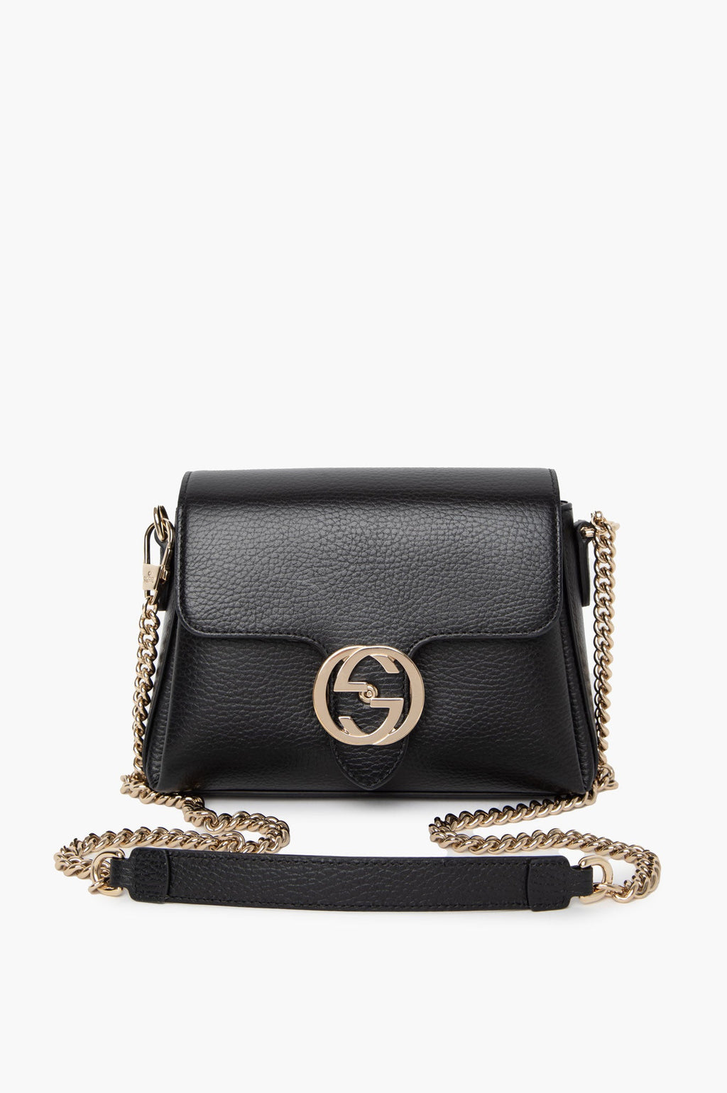 Gucci Black Dollar Calf Interlocking GG Chain Bag