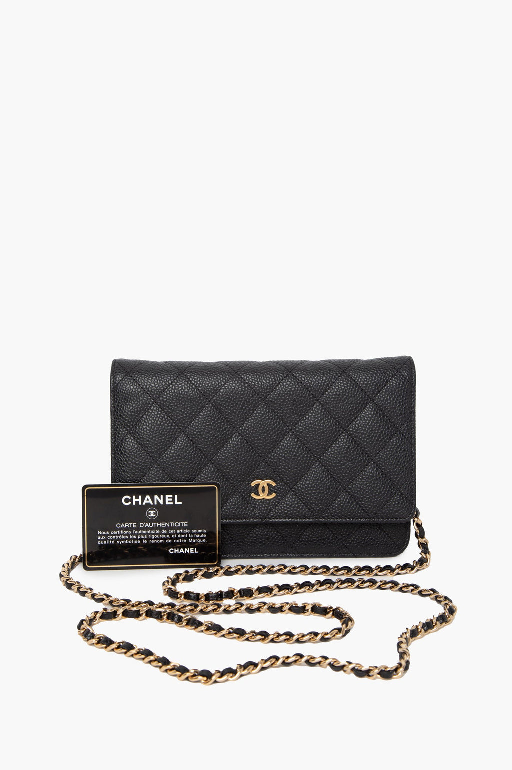 Chanel Black Caviar Gold-Tone Classic Wallet on Chain Bag