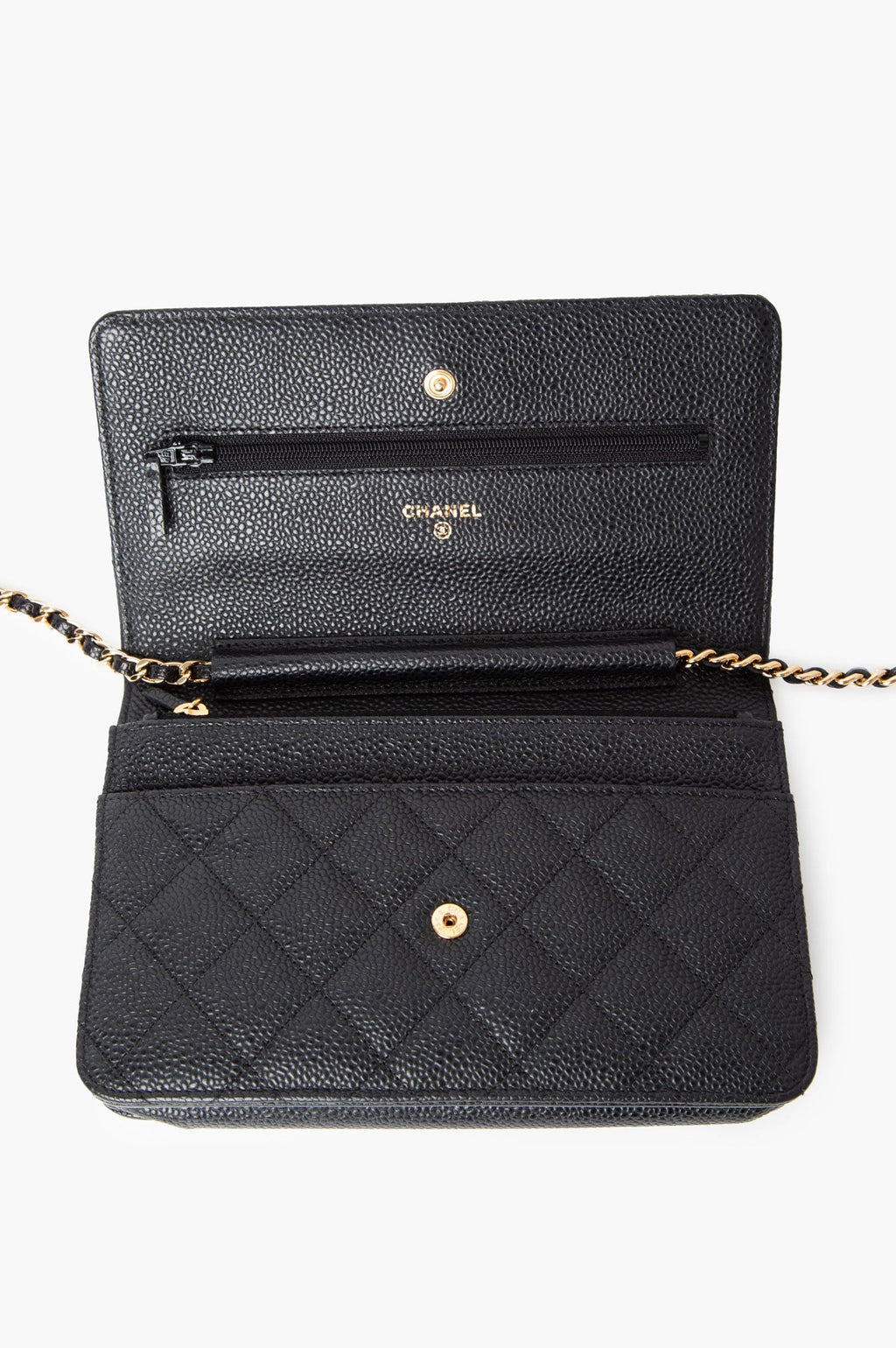 Chanel Black Caviar Gold-Tone Classic Wallet on Chain Bag