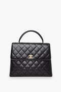 Chanel 2003 Black Caviar Vintage Kelly Top Handle Bag