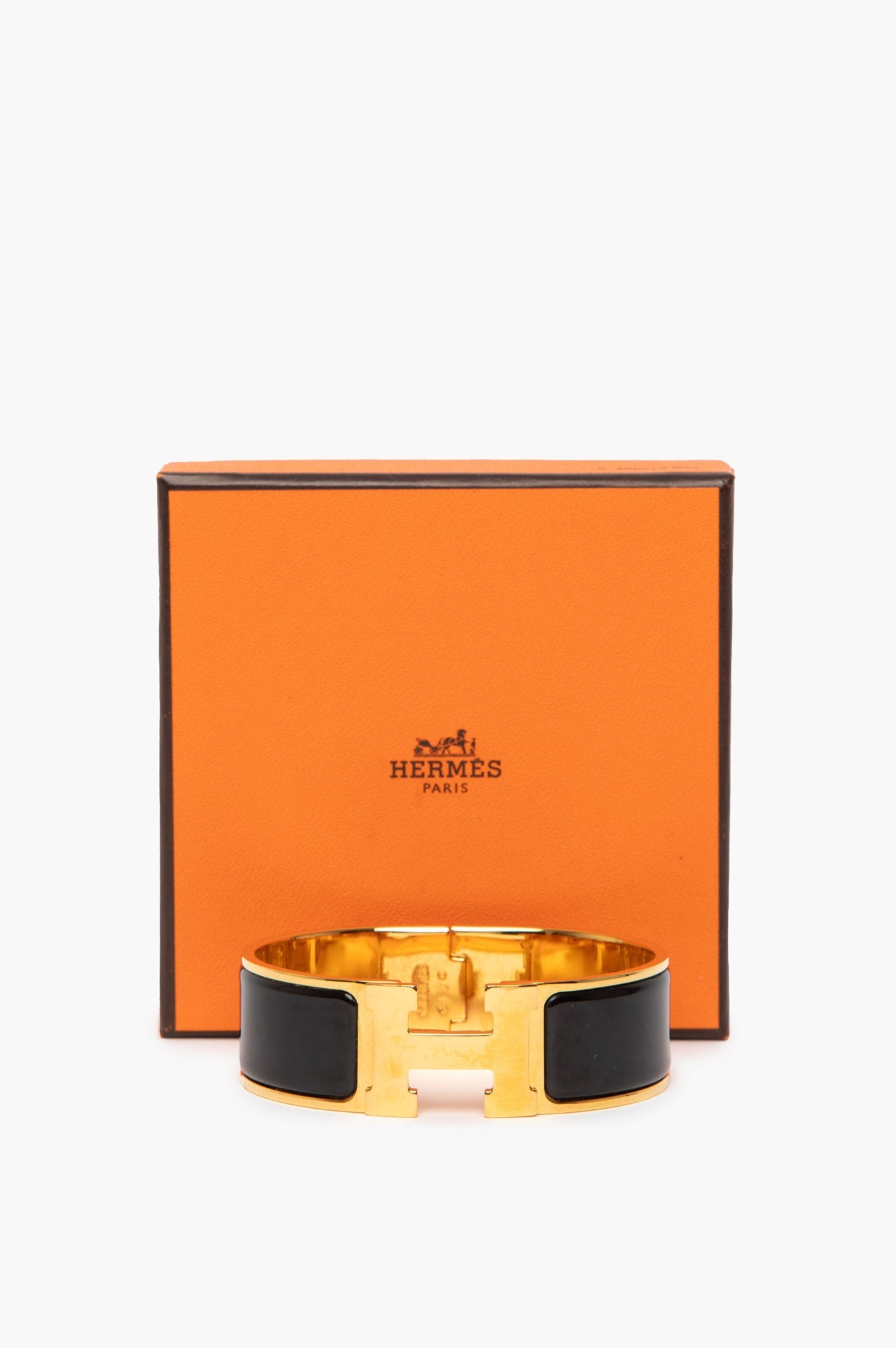 Hermès Yellow Gold/Black Clic Clac H Bracelet