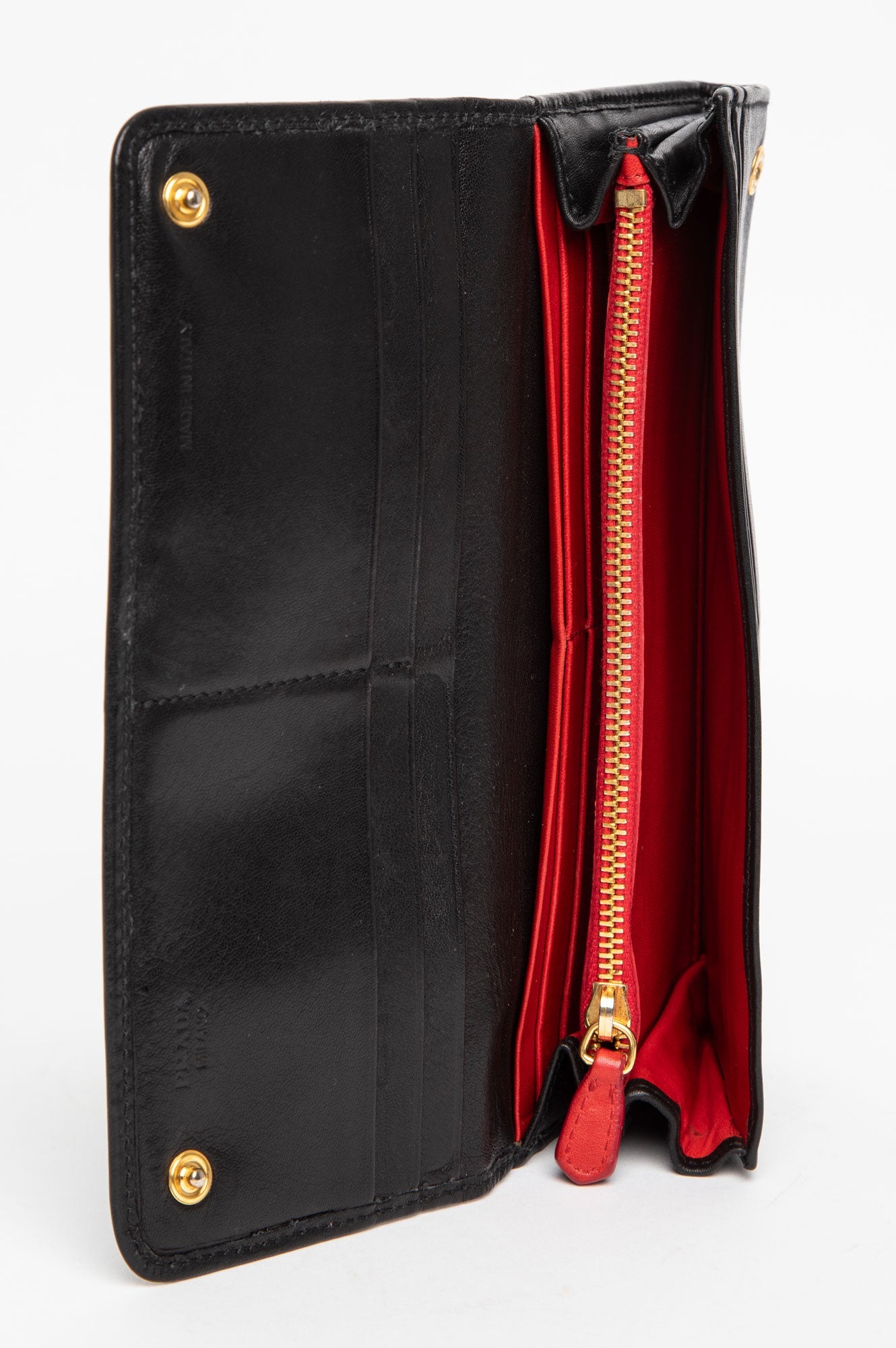 Prada Black Calfskin Ribbon Bifold Long Wallet