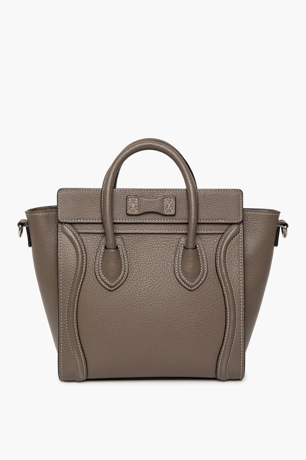 Celine Taupe Leather Contrast Stitch Nano Luggage Tote