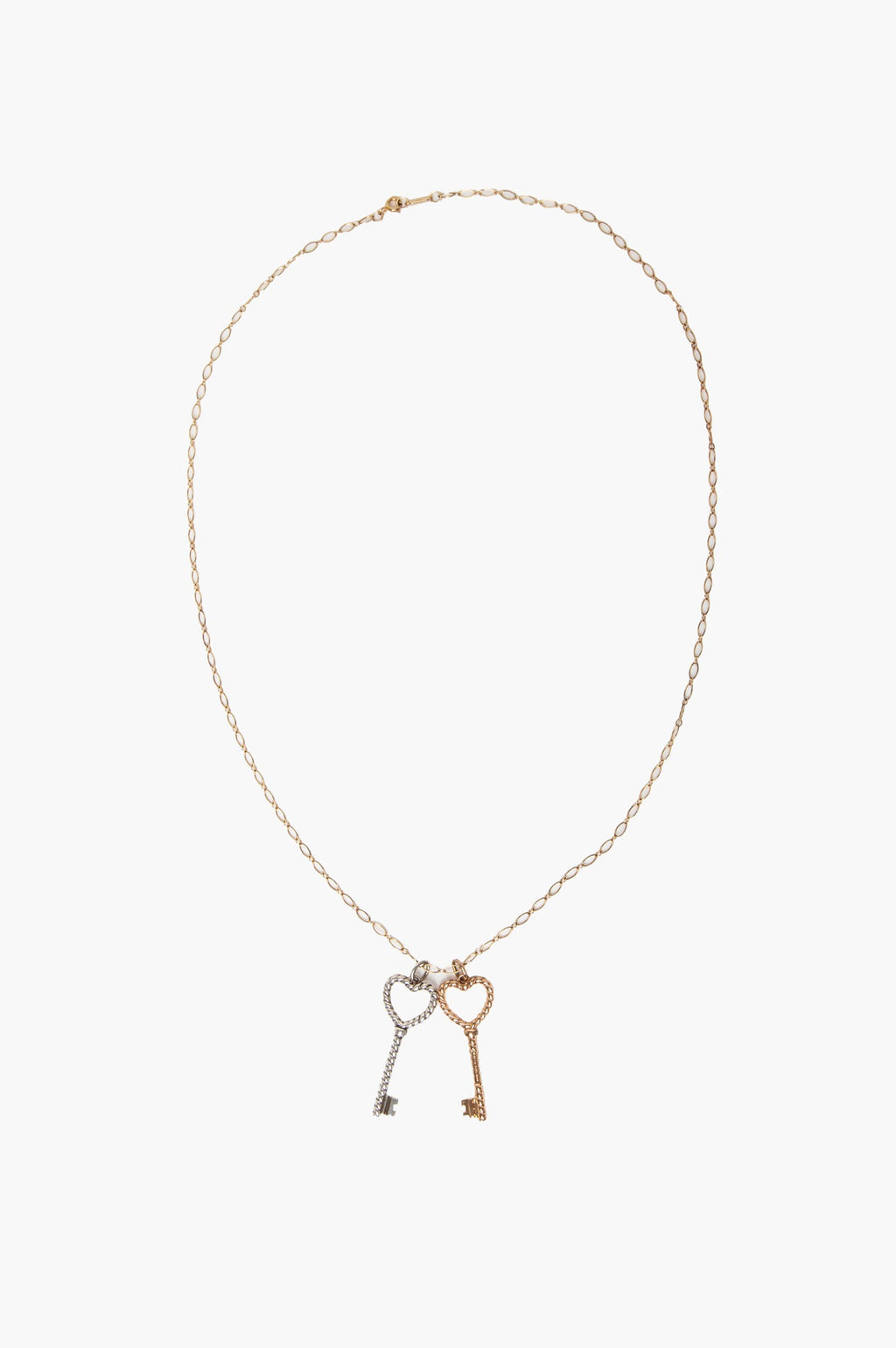 Tiffany & Co. 18K Gold & Sterling Silver Heart Keys Necklace
