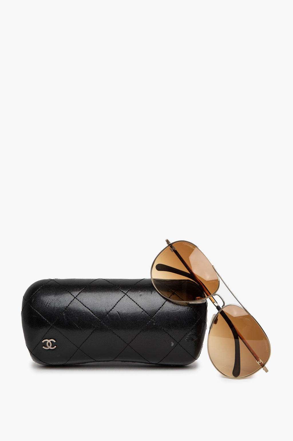 Chanel Gold Titanium Brown Gradient Aviator 4189TQ Sunglasses