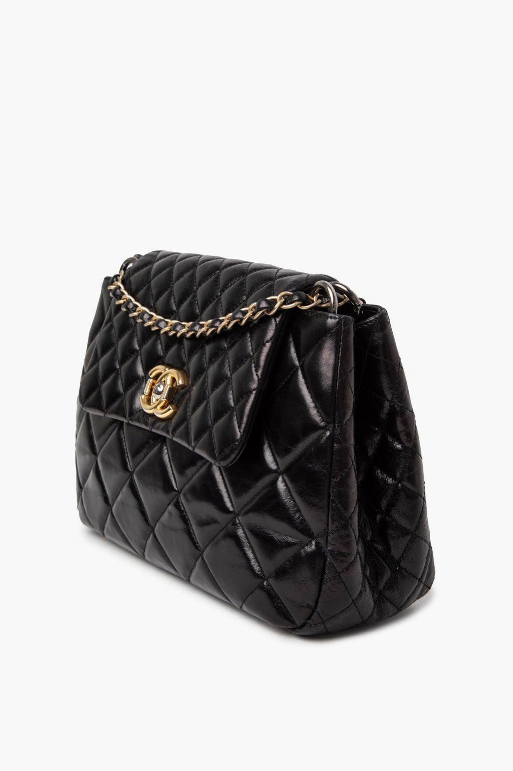 Chanel Black Aged Calfskin Daily Walk Accordion Bag