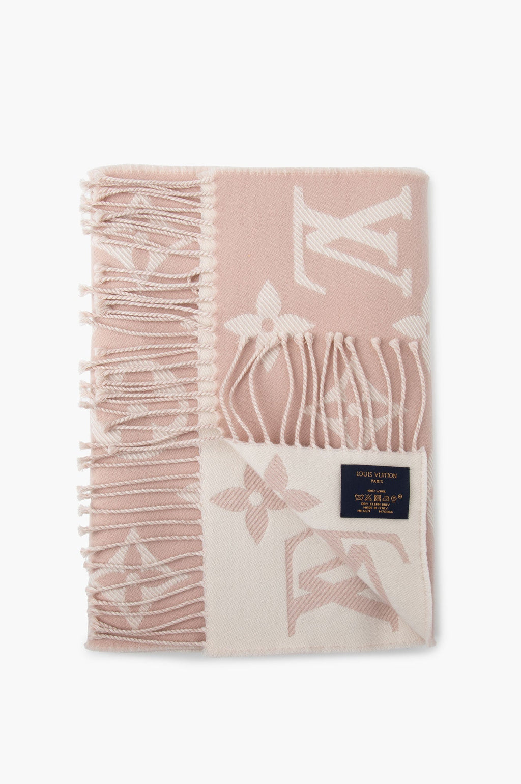 Louis Vuitton Pink/Cream Monogram Wool Simply LV Scarf