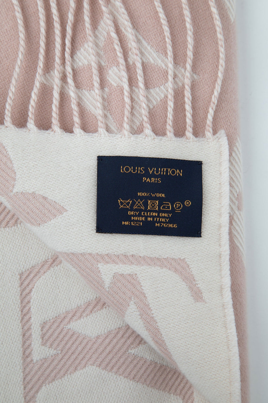 Louis Vuitton Pink/Cream Monogram Wool Simply LV Scarf