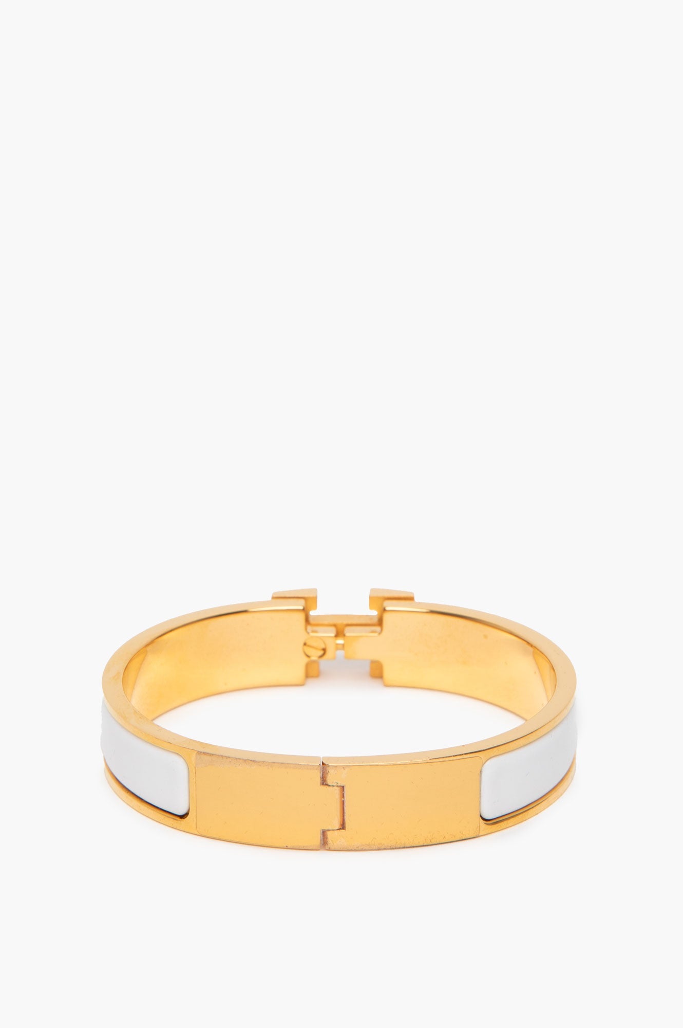 Hermès Yellow Gold Plated White Clic H Bracelet