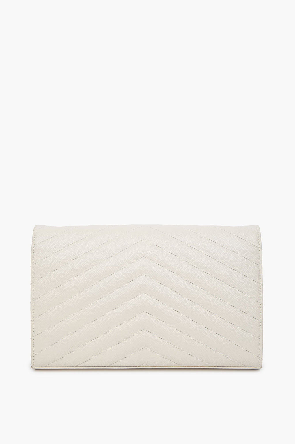 Saint Laurent Cream Grain de Poudre Leather Classic Cassandre Chain Wallet