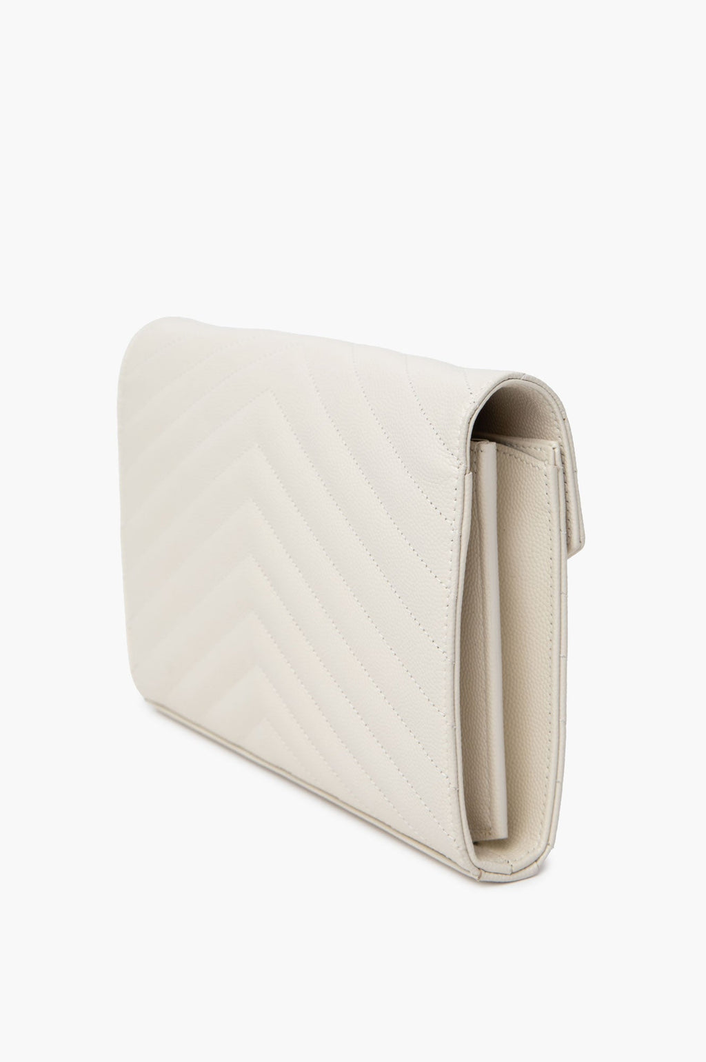 Saint Laurent Cream Grain de Poudre Leather Classic Cassandre Chain Wallet