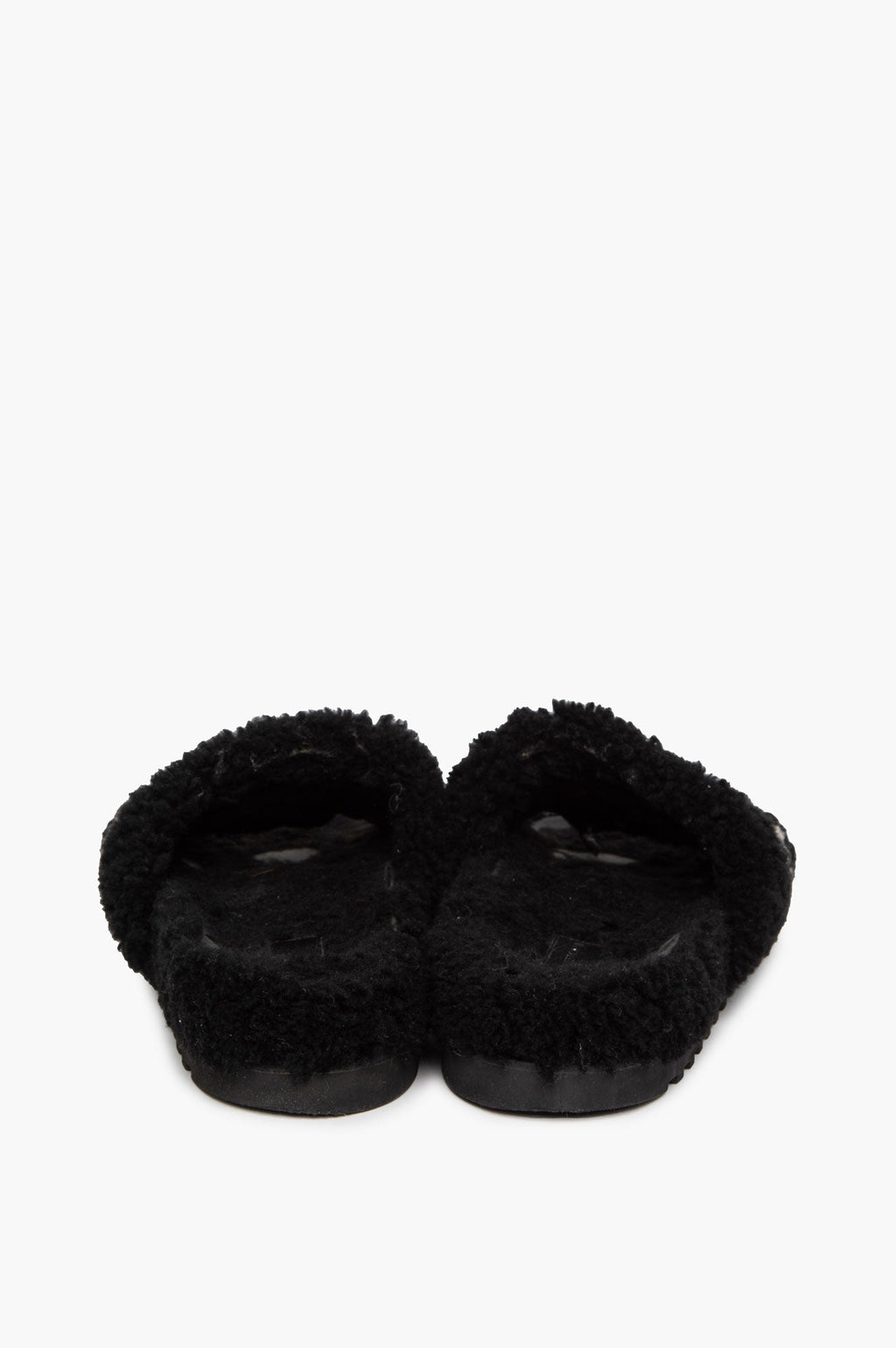 Louis Vuitton Black Monogram Shearling Paseo Flat Slides Size 37