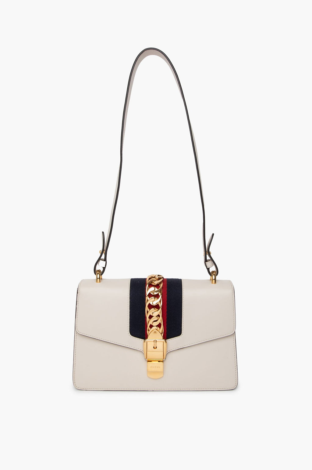 Gucci Medium White Leather Sylvie Shoulder Bag
