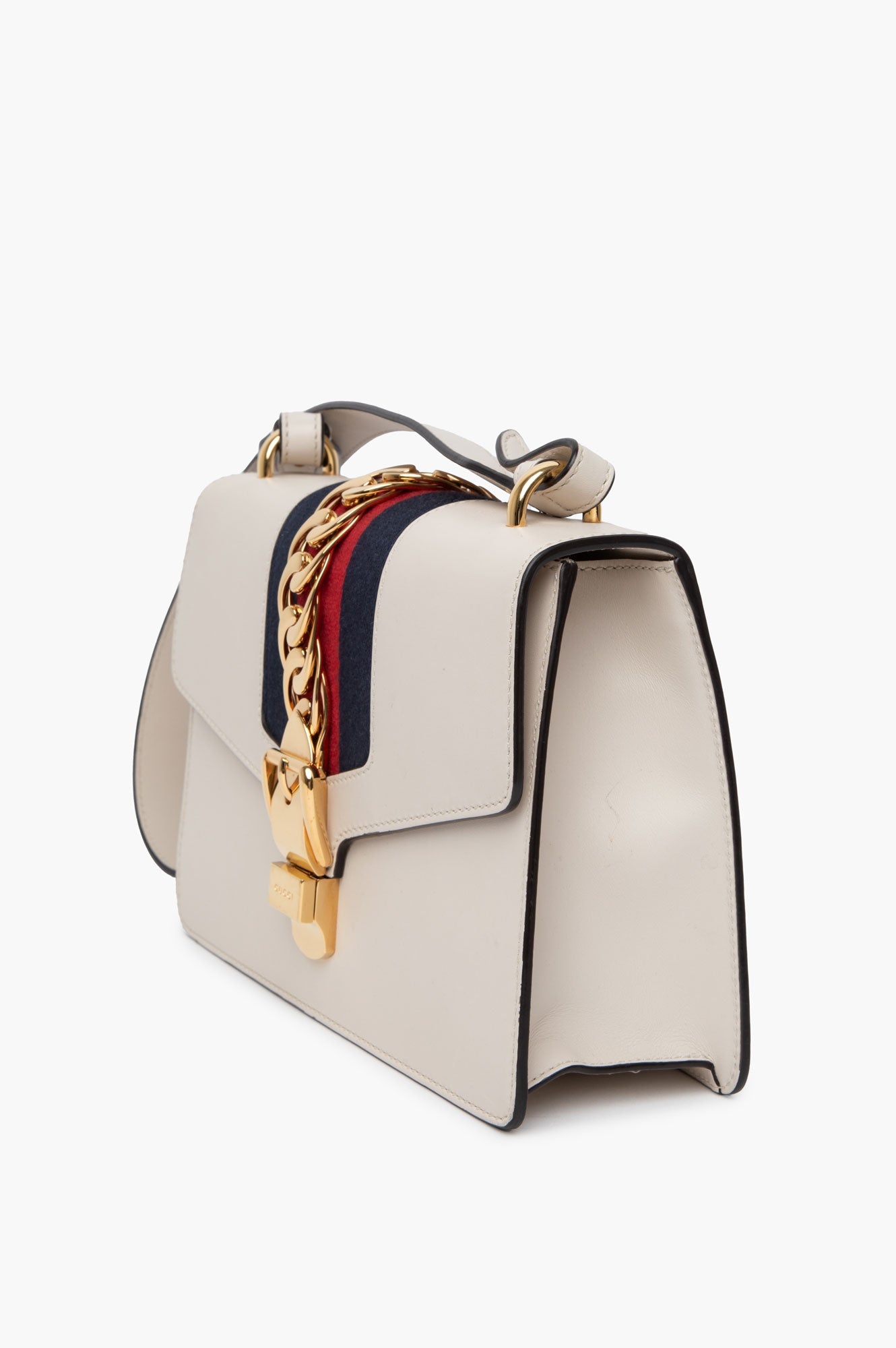 Gucci Medium White Leather Sylvie Shoulder Bag
